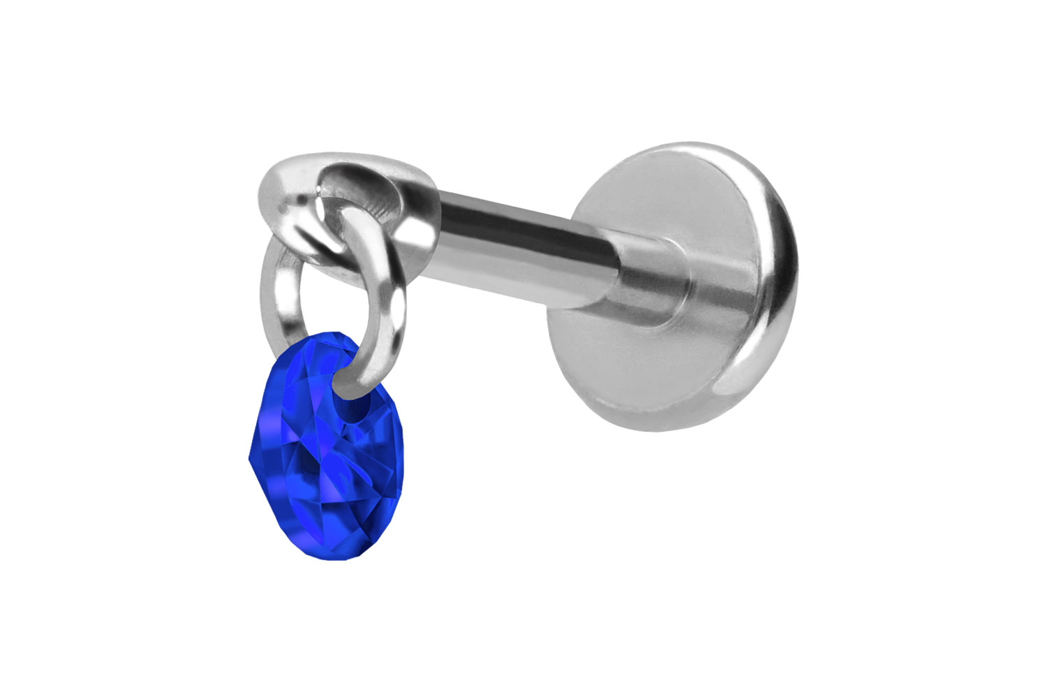 Titan Labret Piercing mit Push Fit RUNDER KRISTALL